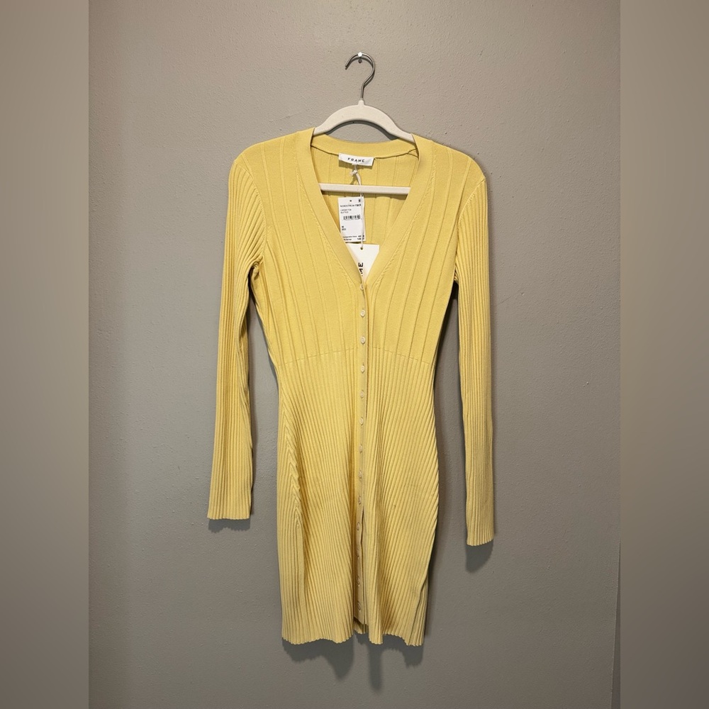 Frame NWT Women’s Yellow Long Sleeve Mini Dress